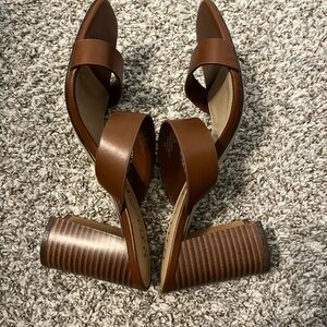 Brown Leather Block Heel Sandals